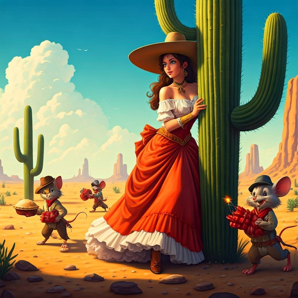 Wild West Senorita and Cartoon Chaos Illustration