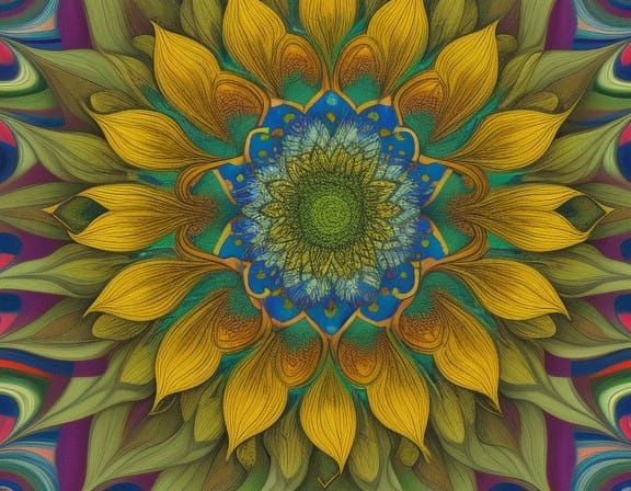 Vibrant Sunflower in Whirling Patterns