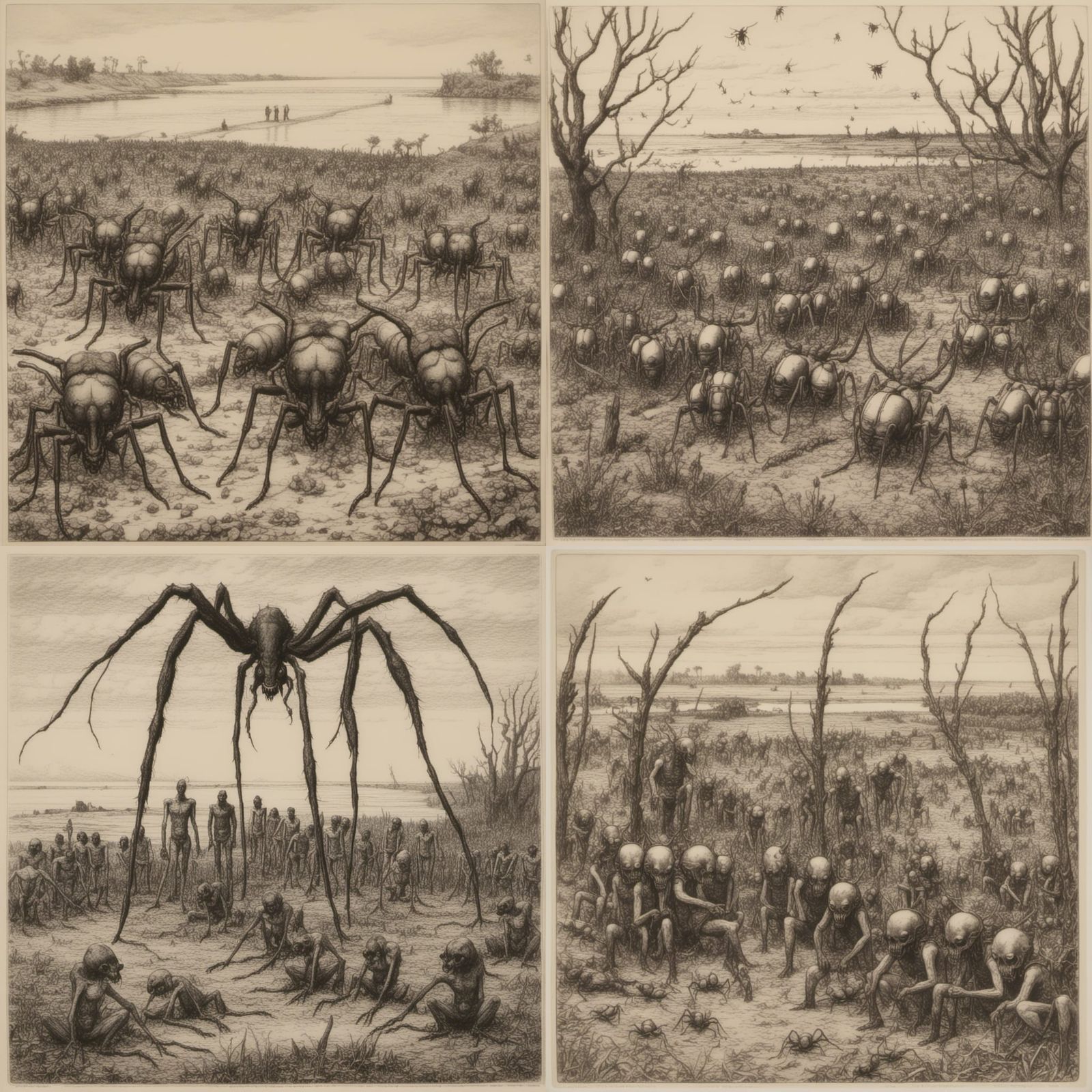 Monochrome Giant Ants in a Cinematic Style