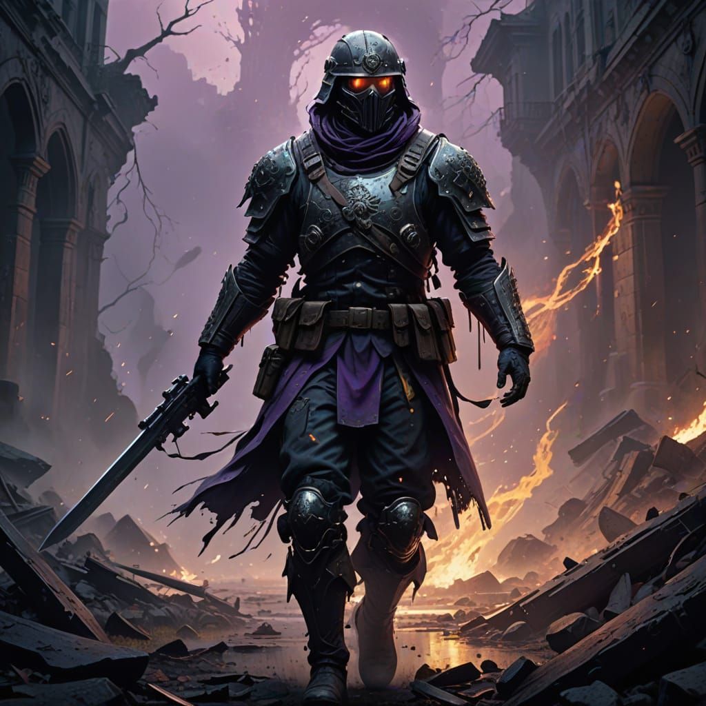 Dark Fantasy Ghost Soldier in Haunted Battlefield