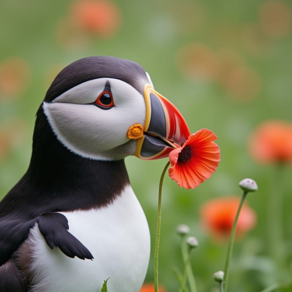 Psychedelic Puffin with Poppy