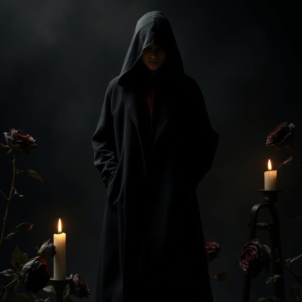 Enigmatic Figure in Dark Surrealism