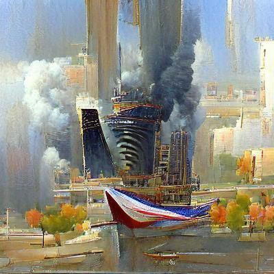 September 11, 2001 as Oil Painting