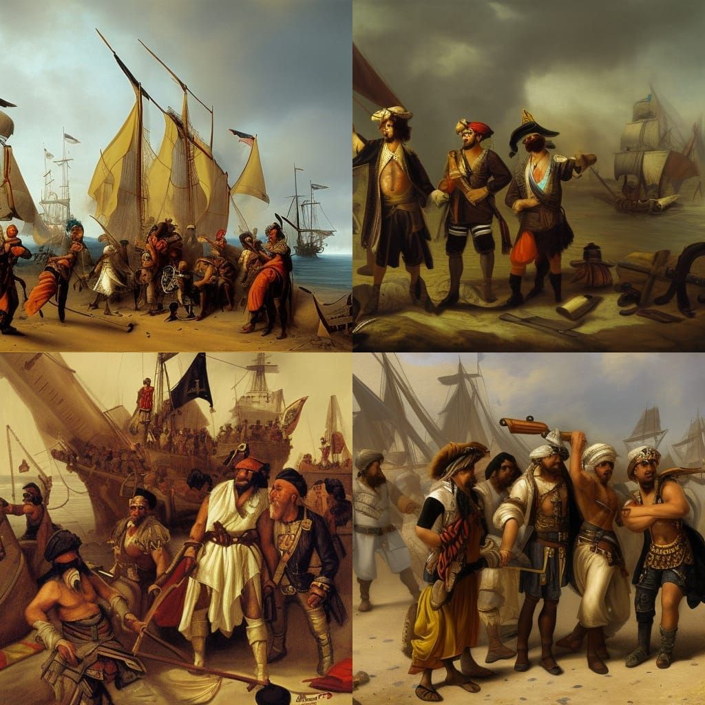 Barbary Pirates in the Style of Maritime Painting
