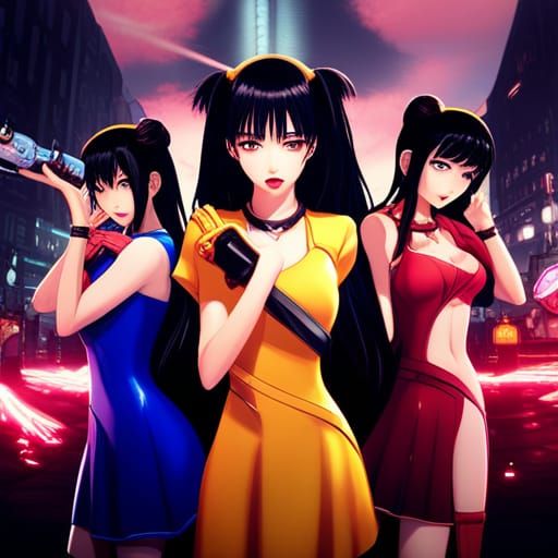 Anime Girls in a Bright Tokyo Aesthetic