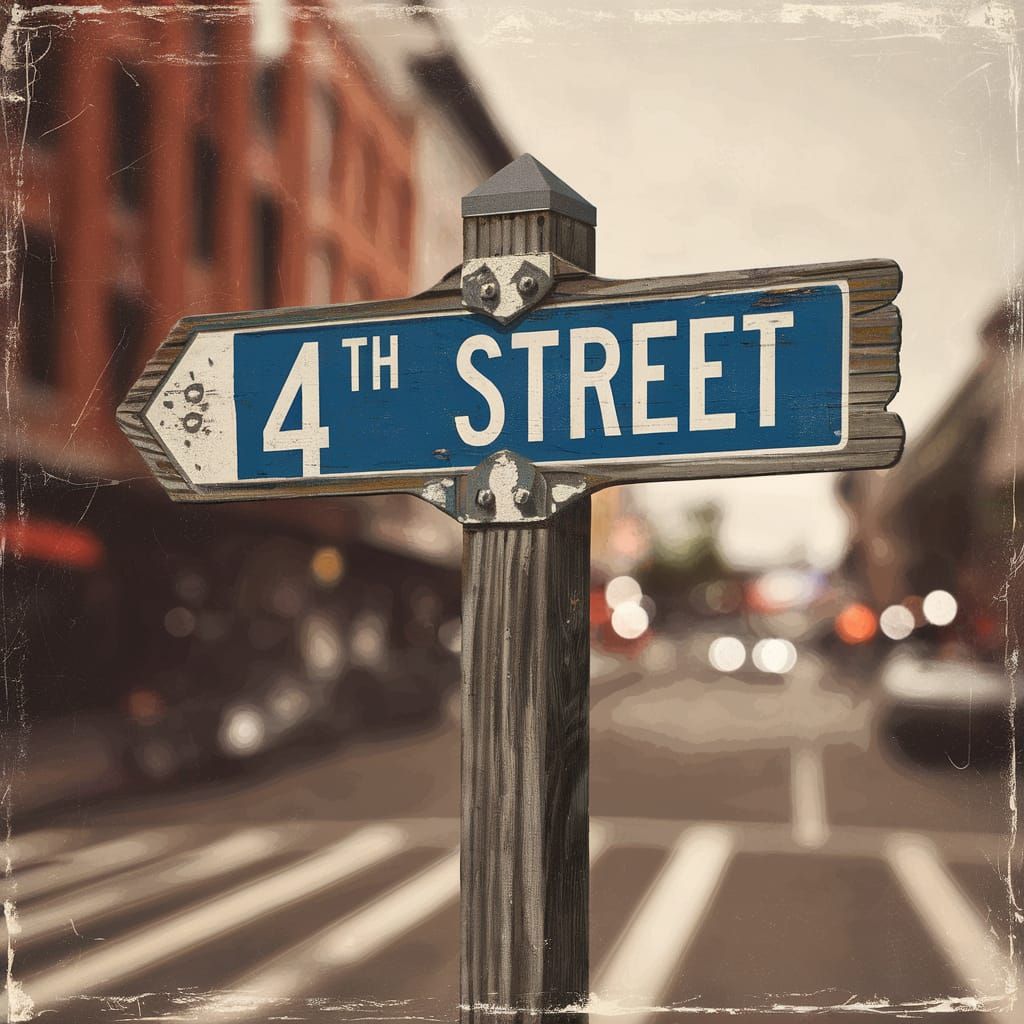Cubist 4th Street Sign Photoillustration