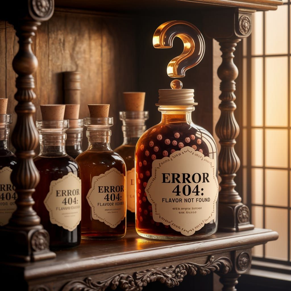 Antique Amber Bottle in a Warmly Lit Library Corner