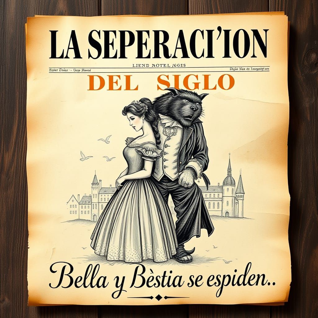 Vintage Newspaper Cover: Belle and the Beast's Bittersweet F...