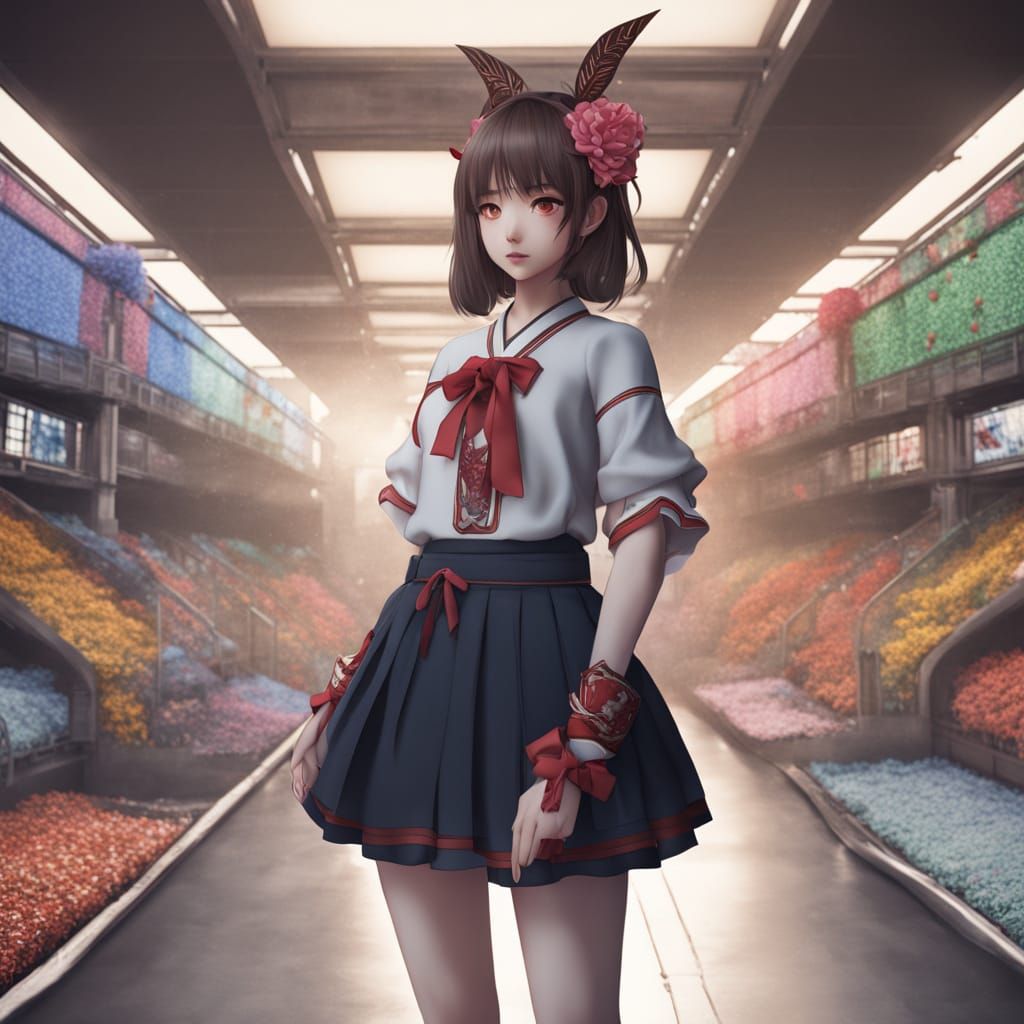 Half-Oni, Half-Oiran Virtual Tuber in Elegant Attire