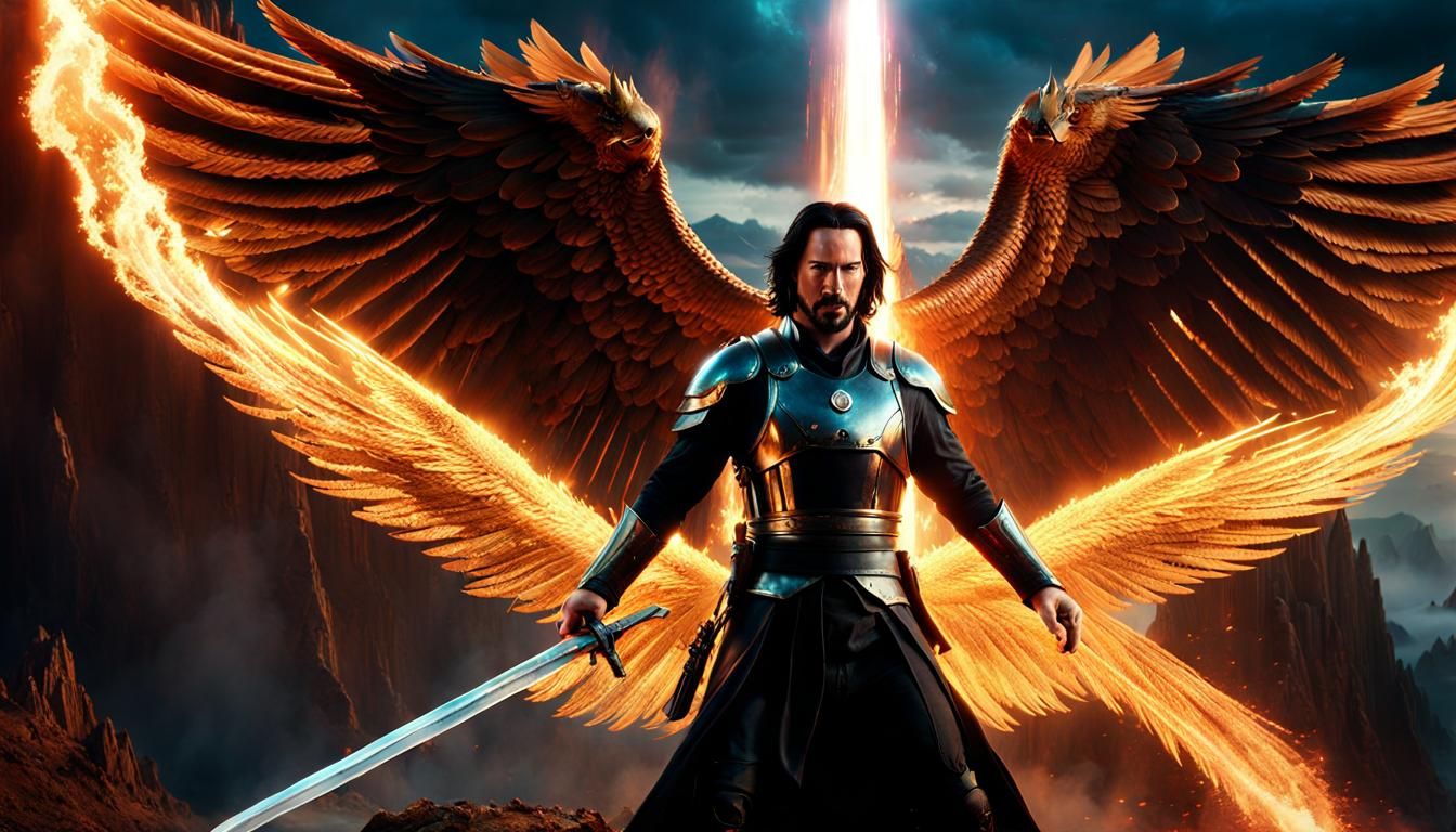 Fire Angel and Keanu Reeves Digital Painting