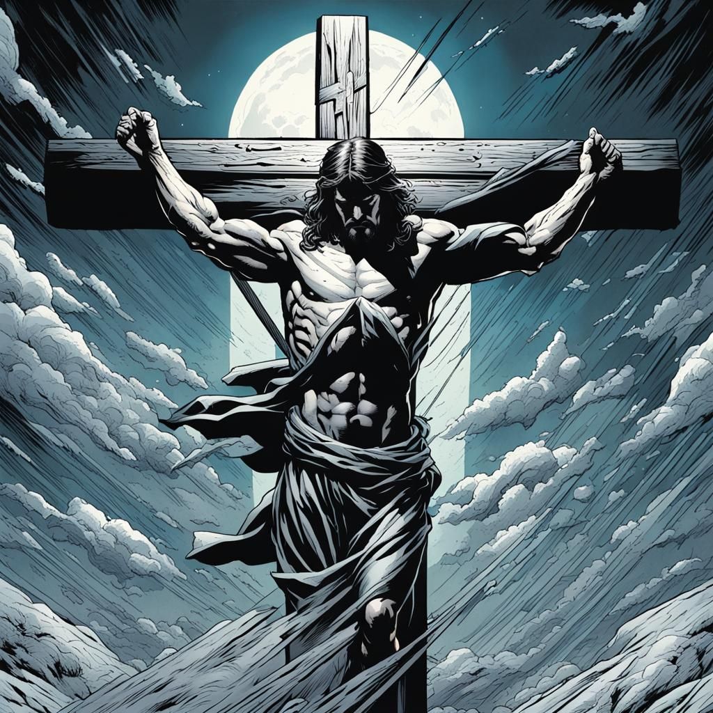 Jesus Christ on the Cross: Comic Book Art