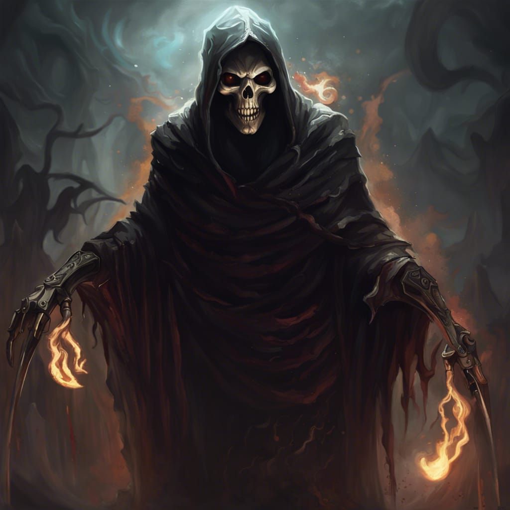 Grim Reaper Leading Souls to Hell: Sinister Fantasy