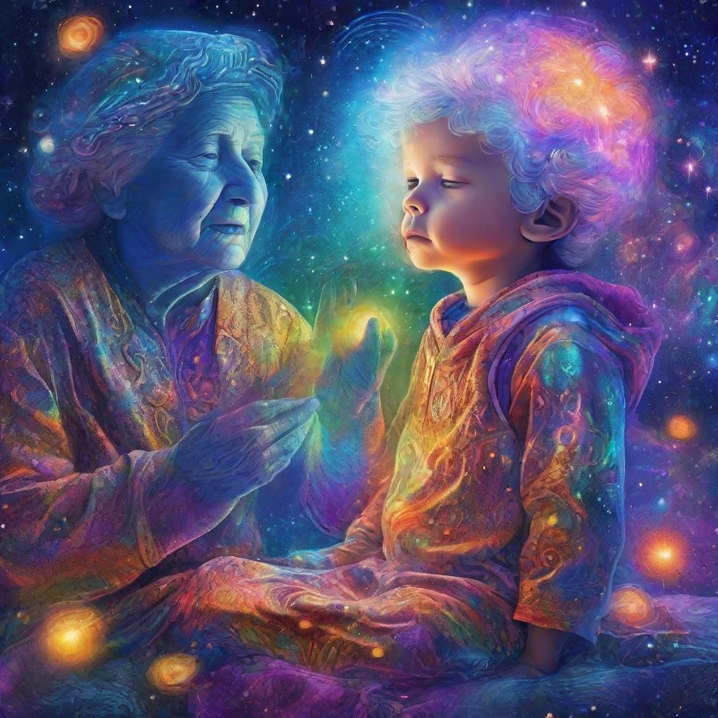 Grandmother's Astral Visit: Holographic Cosmic Illustration