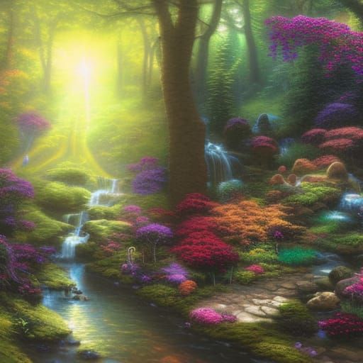 Lush Gardens by Astral Creek in Dreamlike Illustration