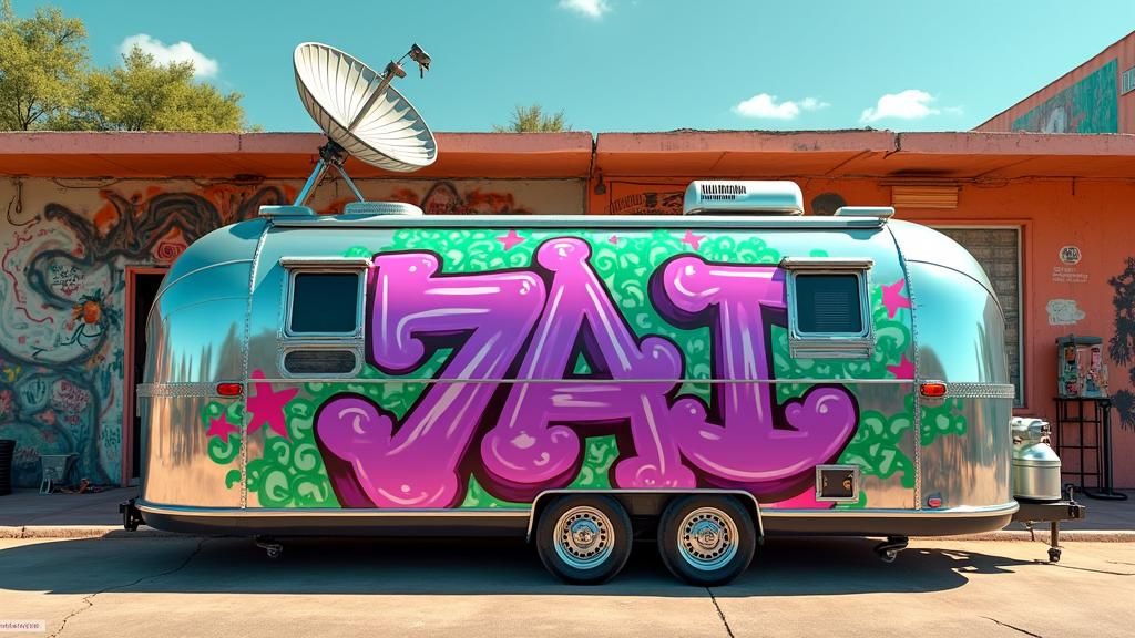 Graffiti Airstream in Austin, Digital Matte Painting