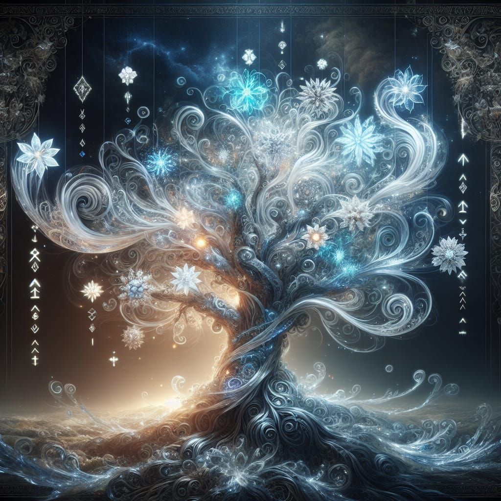 Yggdrasil: Norse Tree of Life in Rococo Style
