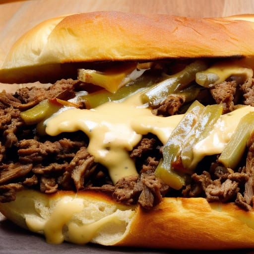 Authentic Philly Cheesesteak Sandwich: Photorealistic Digita...