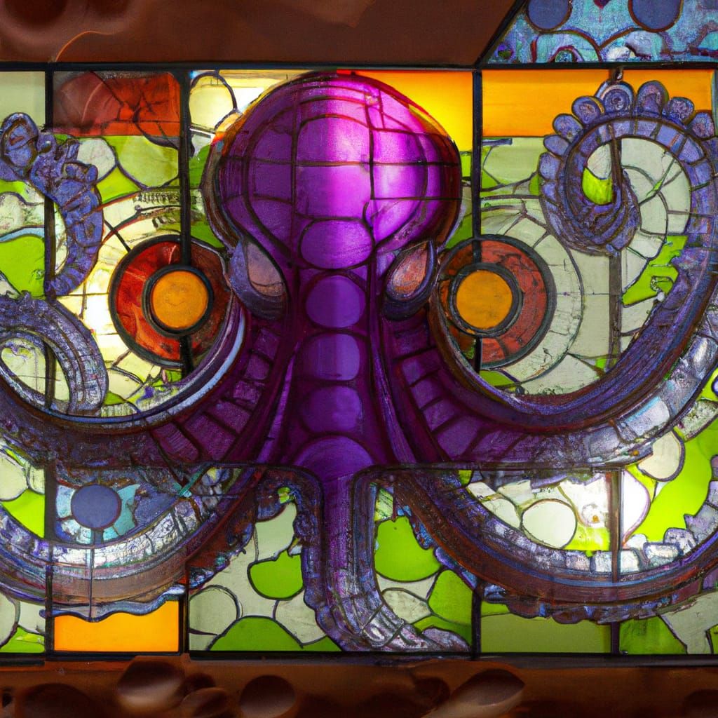 Stained Glass Octopus: Detailed Digital Photography