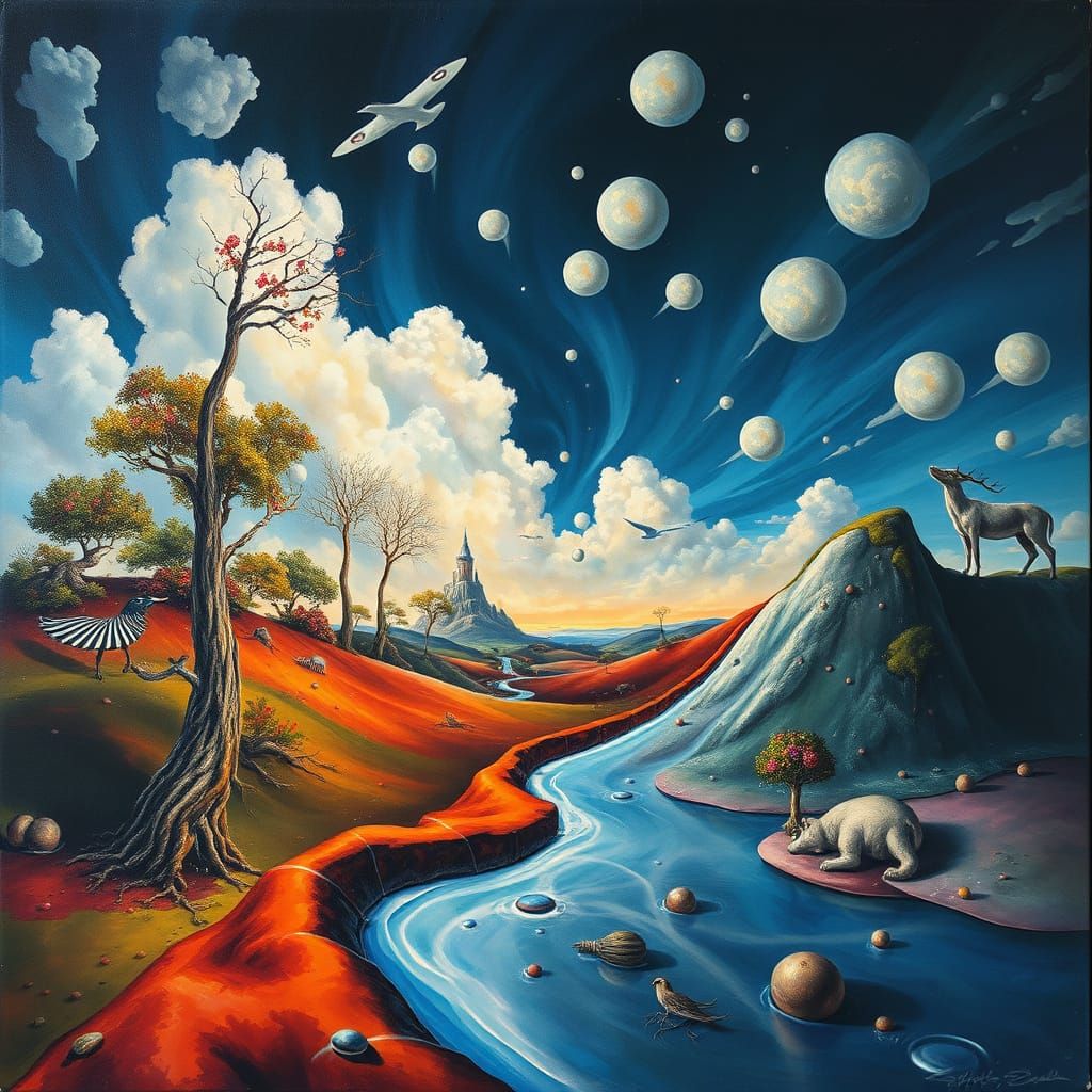 Polka Dot Surrealism: An Impasto Gouache Masterpiece