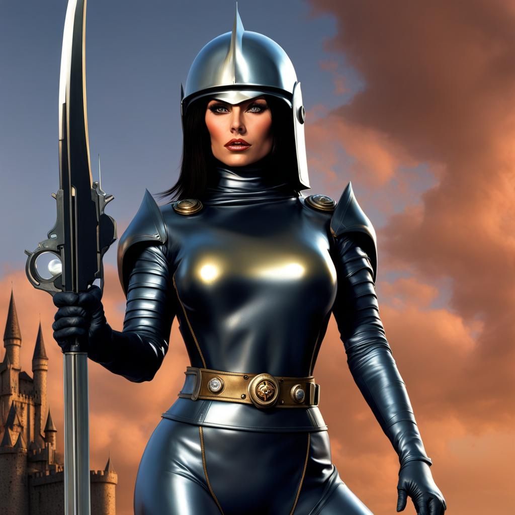 Retro Sci-Fi Knight in Fantasy Art Style