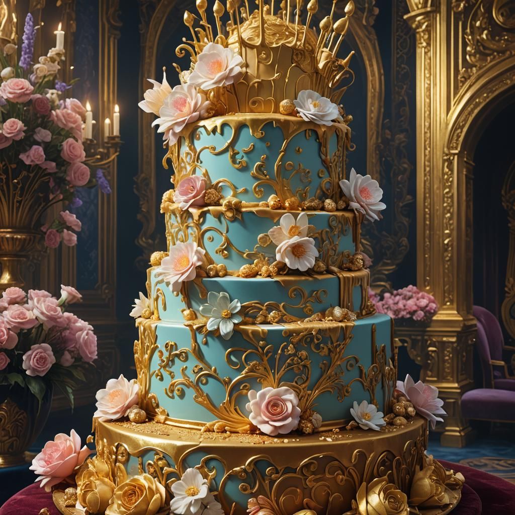 Decadent Cake in Throne Room: Digital Art