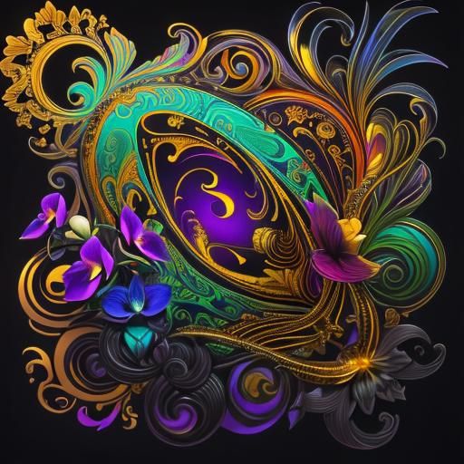 Orchids in Haeckel Style: Abstract Geometric Art