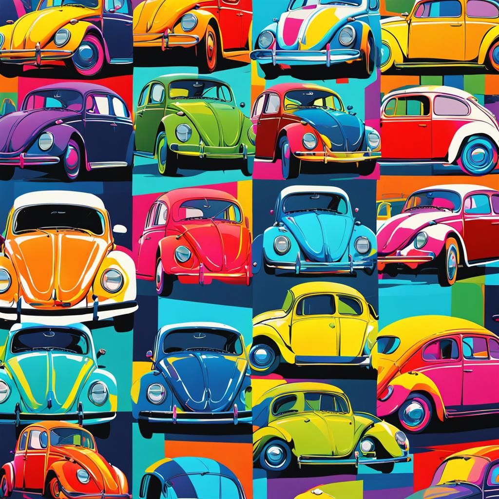 Funky Volkswagen Beetle in Pop Art Style