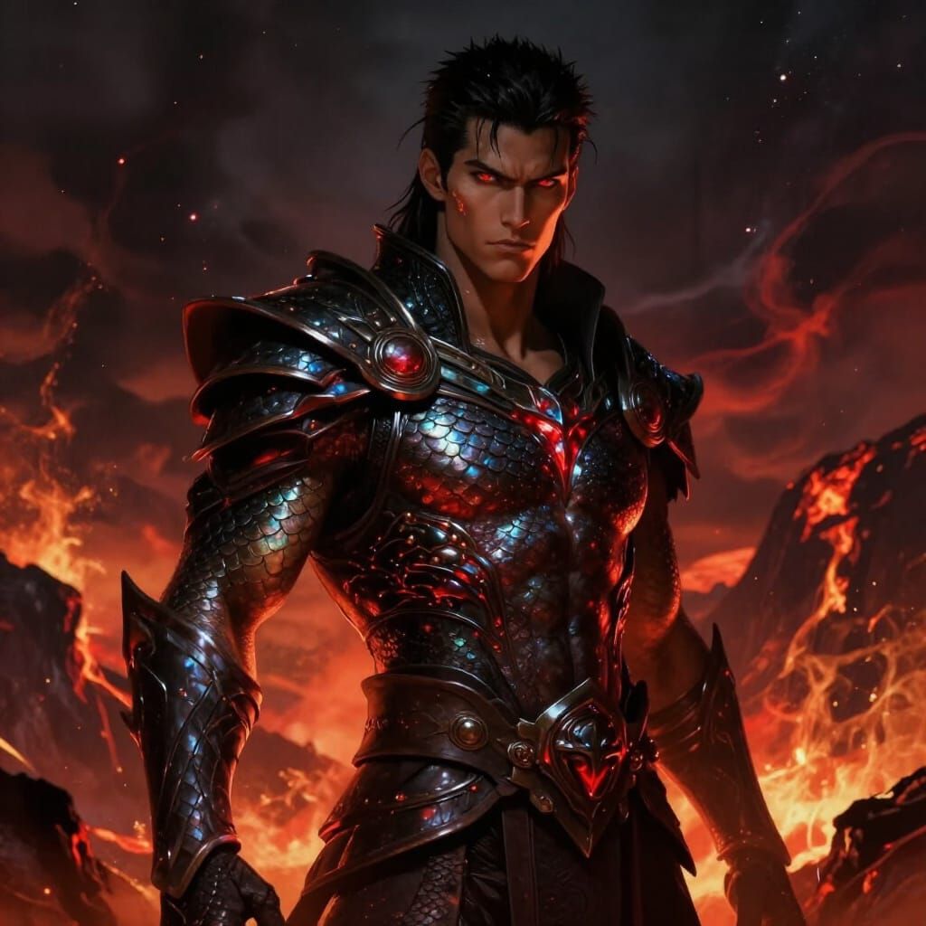 Muscular Dragon-Man in Dark Fantasy Concept Art