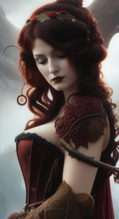 Red-Haired Hedge Witch Digital Art