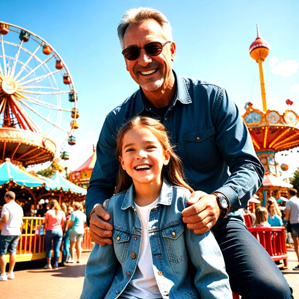 Father and Daughter at Amusement Park