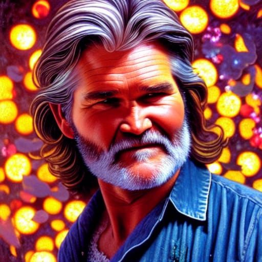 Luminous Portrait of Kurt Russell in Oil Paint