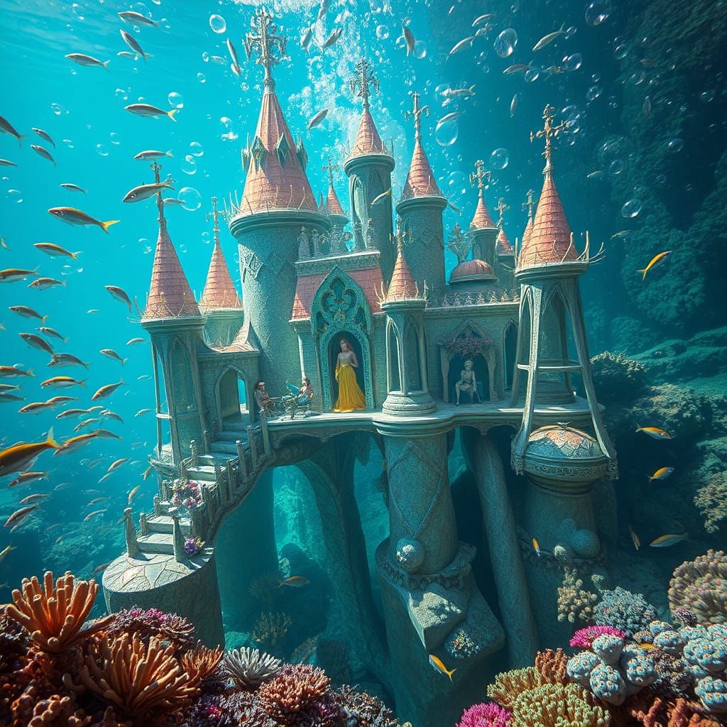 Shimmering Bubble City Inhabited by Merfolk