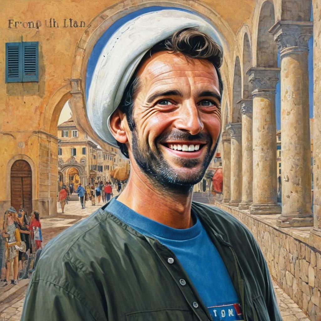 Smiling Italian Man: Photo Illustration in Classical Realism