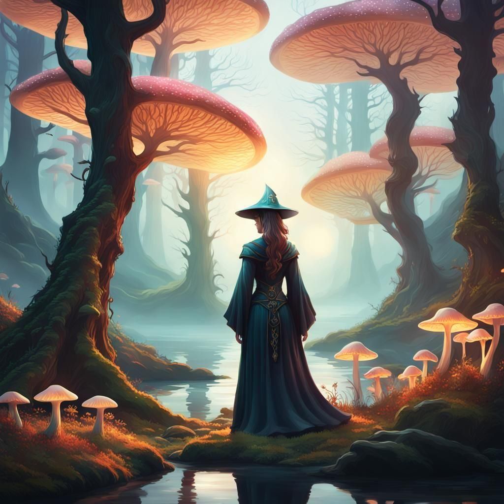 Dark Fantasy Masterpiece in Purple and Yellow