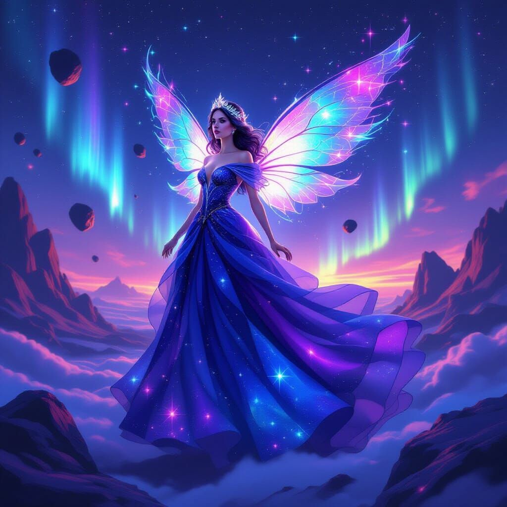 Cosmic Princess in Surreal Floating Realm