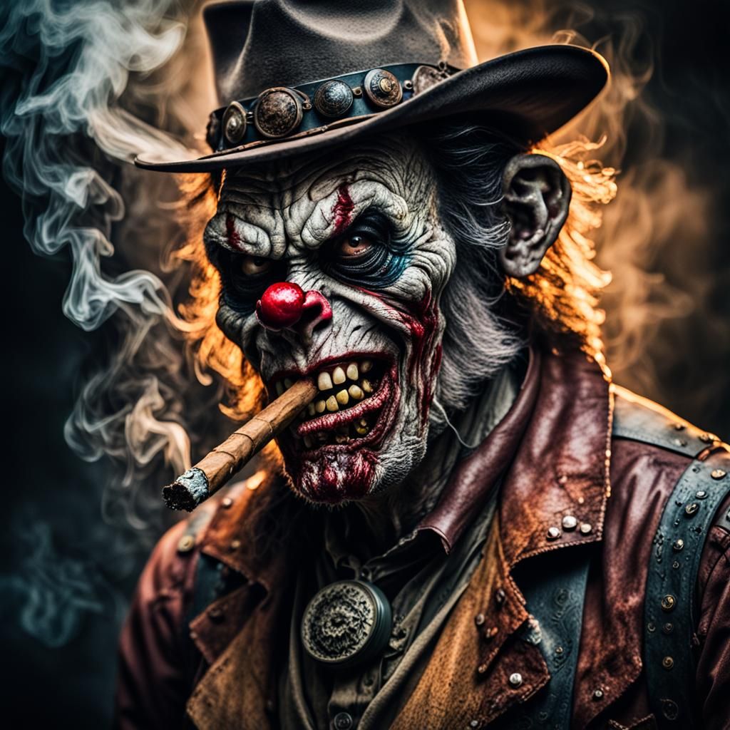 Grizzled Cowboy Zombie Monster Clown
