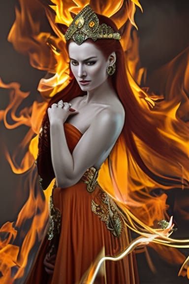 Fire Goddess in Rococo Renaissance Style