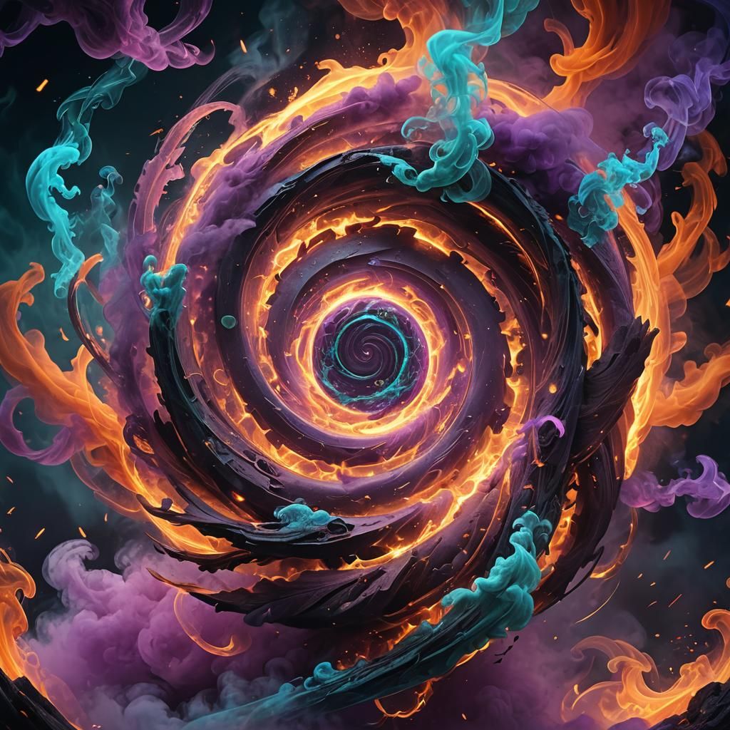 Mystical Being Emerges from Swirling Smoke