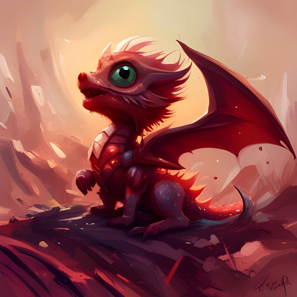 Armored Red Dragon: Detailed Digital Art