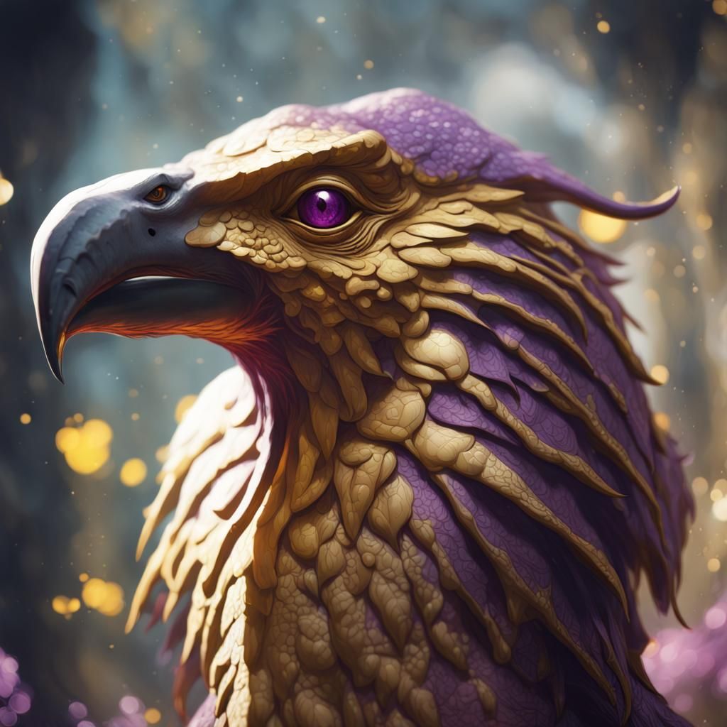 Detailed Cockatrice in Dark Fantasy Style