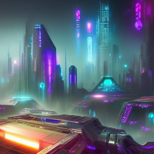 Detailed Cyberpunk Matte Painting in 8K