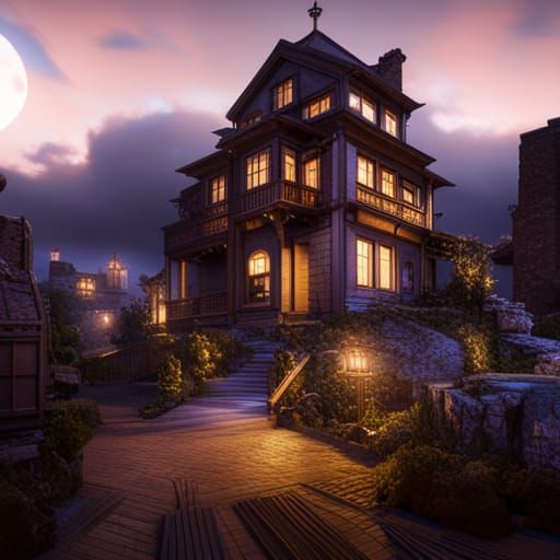 Eerie Mansion on Haunted Hill: 3D Cinematic Render