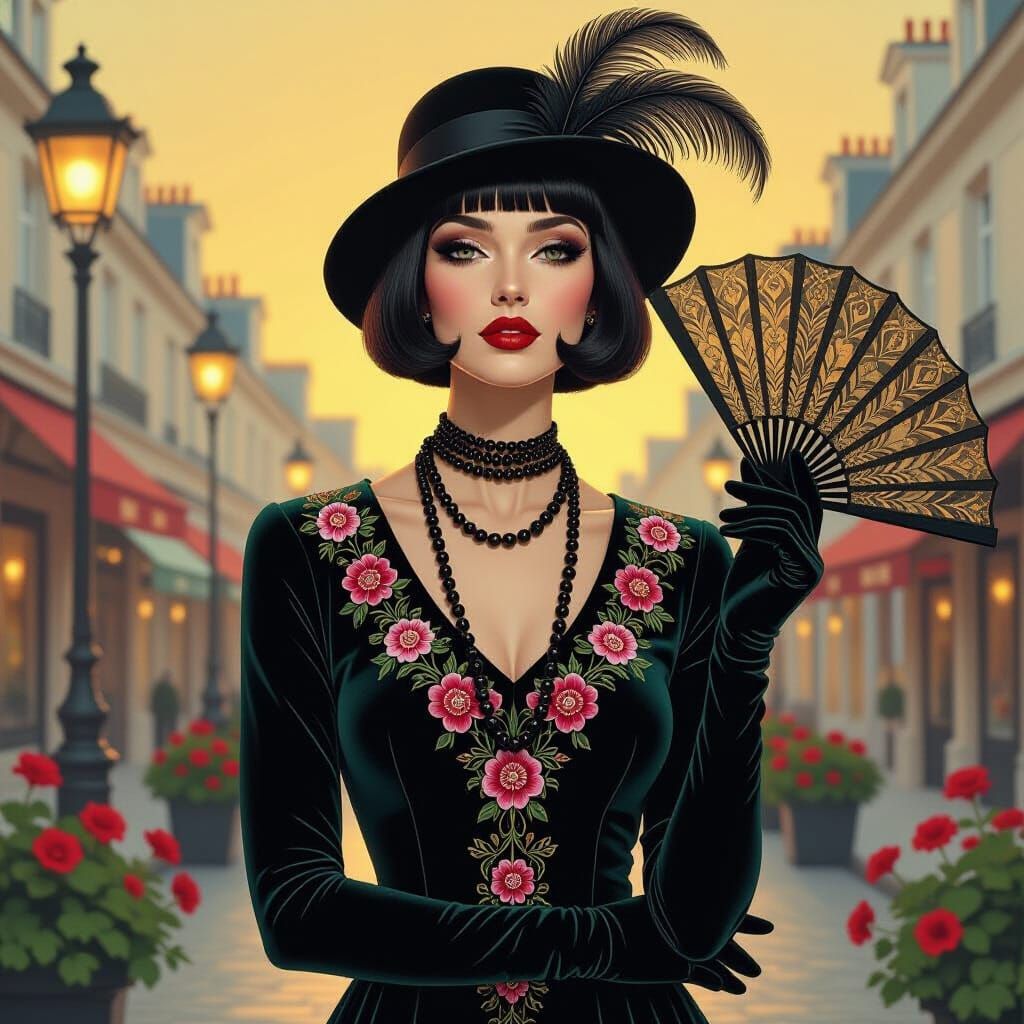 A beautiful woman hijab trendi with dark, chin-length bobbed...