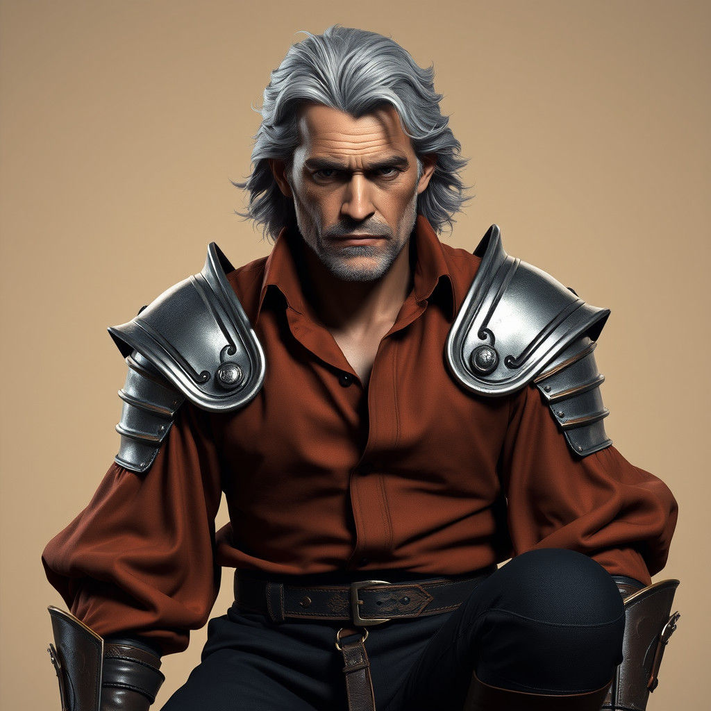 Heroic Portrait of Armored Man in Frazetta Style