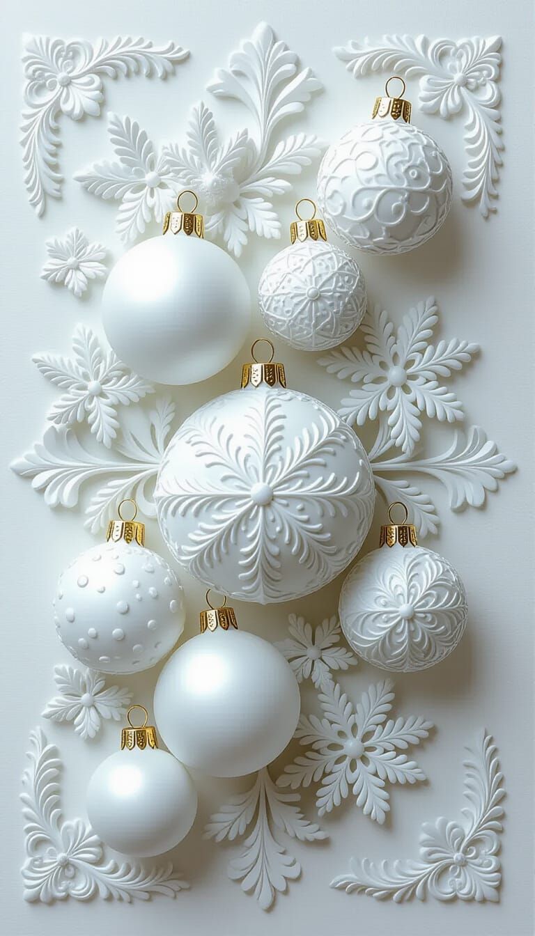 Abstract White Ornaments on White Background