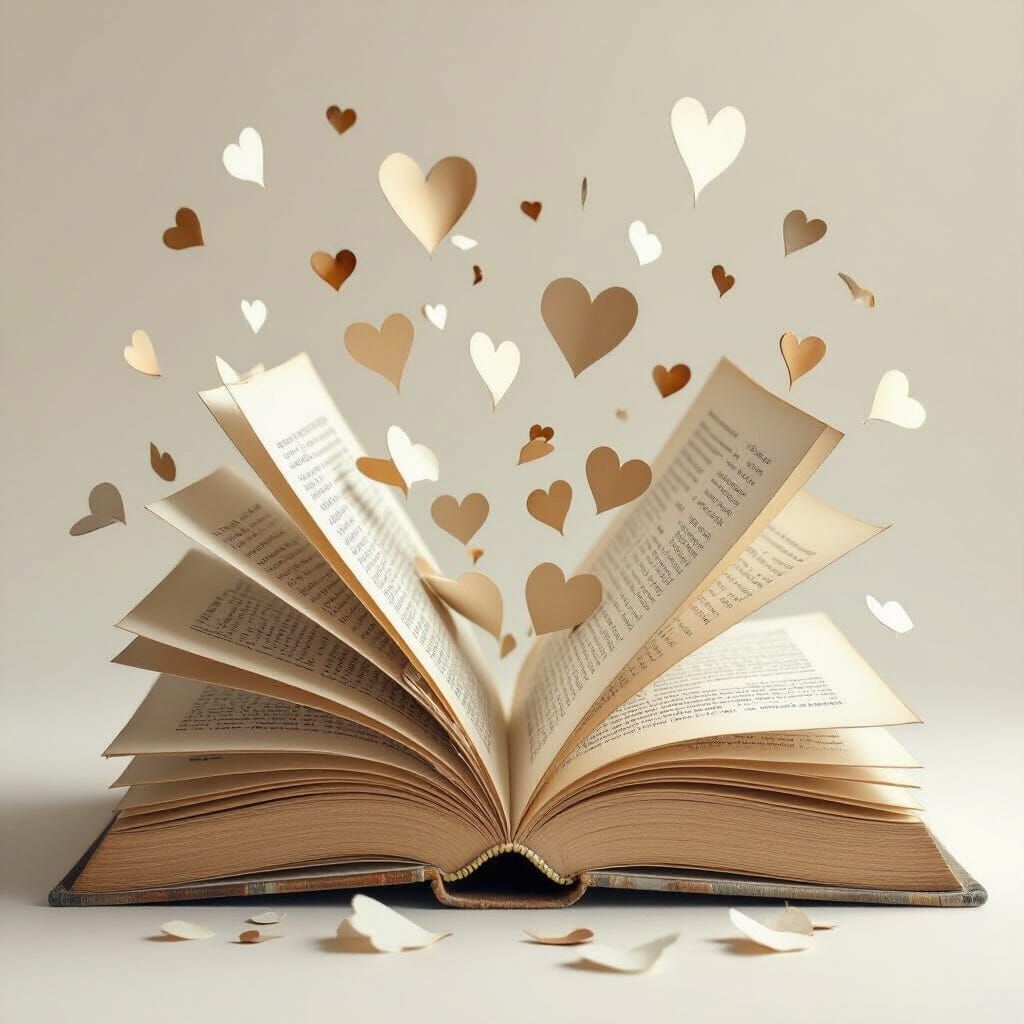 Book Ripping into Heart Shapes: Surreal Art