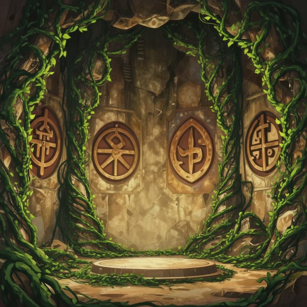 Anime Chamber With Podium and Symbols