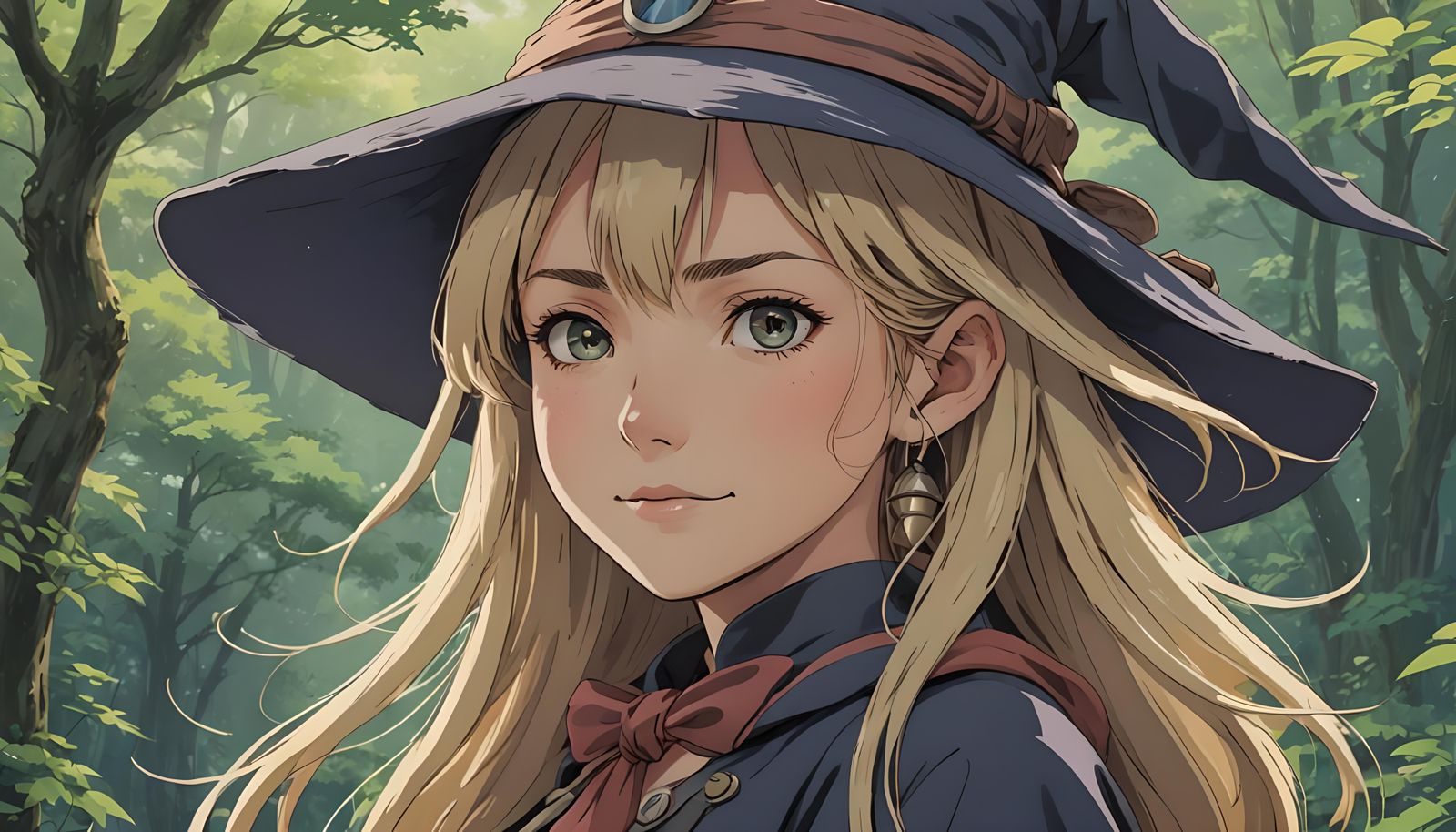 Blond Witch in Studio Ghibli Anime Style