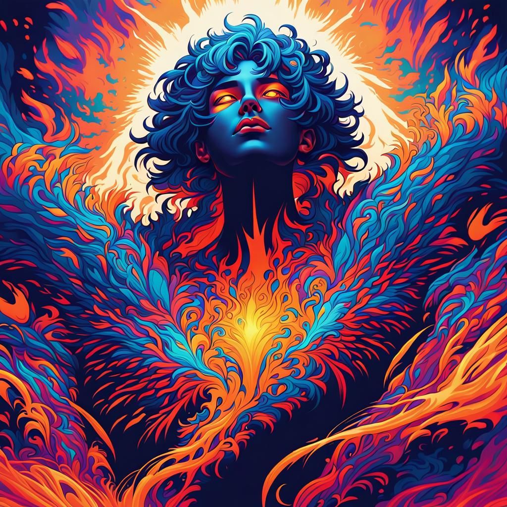 Anime Character on Cliff in Chiaroscuro Style