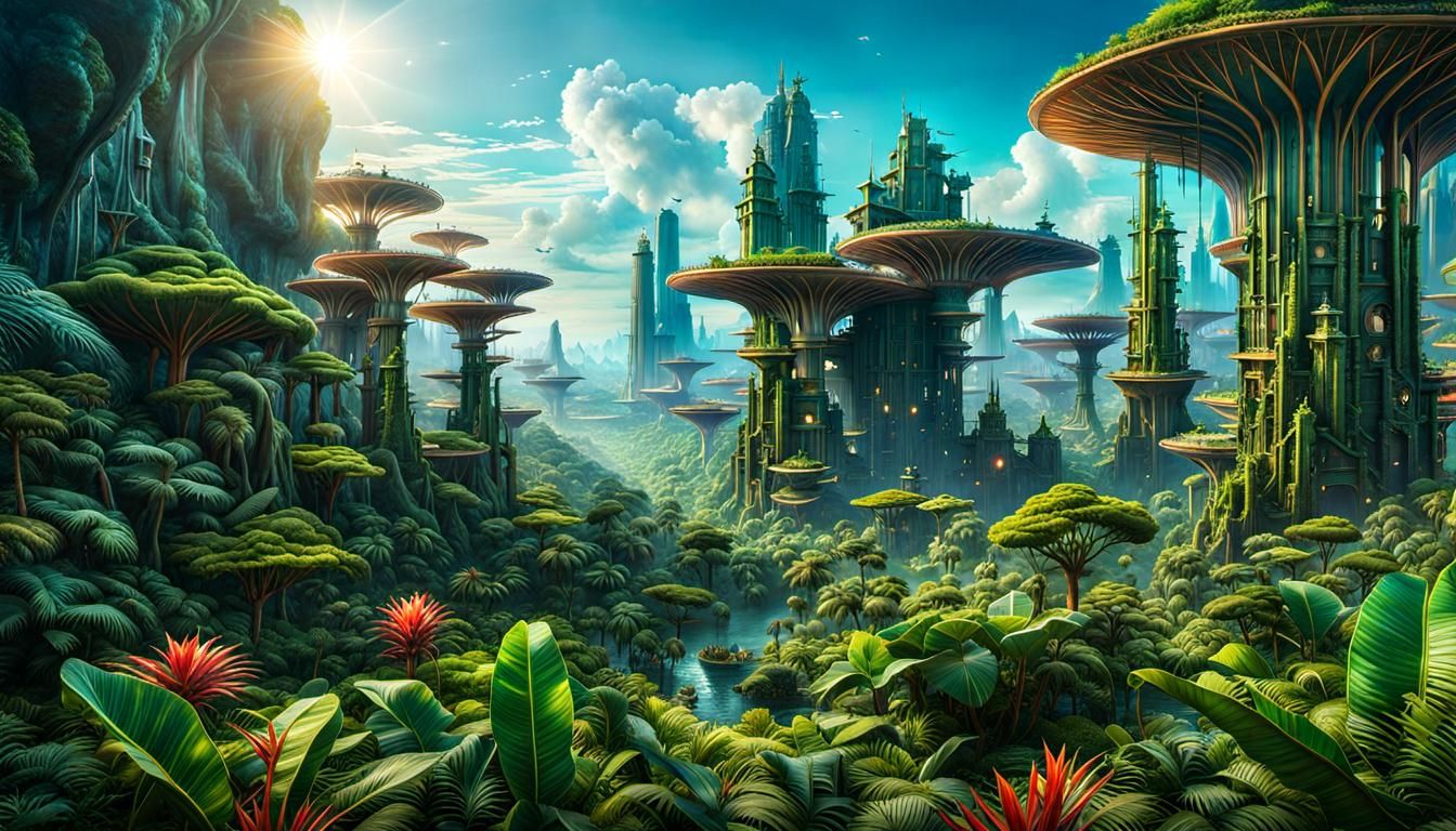 Futuristic Solarpunk Philippines with Biopunk Elements